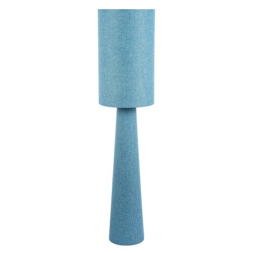Happy Homewares Modern Blue Nova Linen Fabric Floor Lamp with Drum Shade and Base