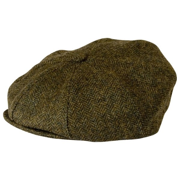 Gamble & Gunn British Made Button Top Cap Green Moon Tweed