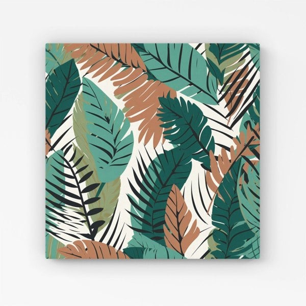 Warren Reed Tropical Floral Leaves Green Brown Canvas