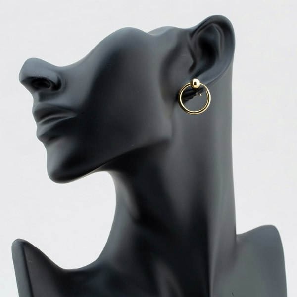 T. H. Baker 9ct Yellow Gold Ball & Hoop Stud Dropper Earrings ER432