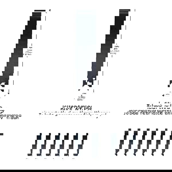 Clips for grey metal edge 15cm high with dimensions on a white background 