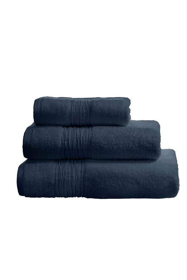 Lazy Linen Turkish Cotton With Linen Blend Insert Border 600gsm 2 Piece Hand Towel Bale - Navy