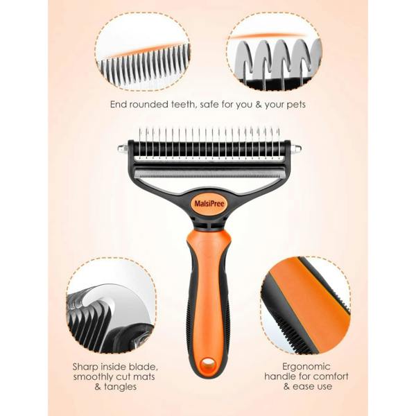 Dyzi Professional 2-Sided Dog & Cat Grooming Brush Orange