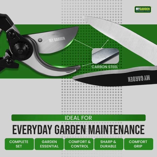 My Garden Outdoor Living My Garden Hedge Shears & Pruner Set - Secateurs with Sharp Blades, Soft Grip Handles Gardening Clipper for Shrubs & Bonsai