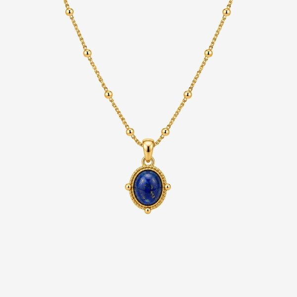 Uchi & Soto Enso Solid 925 Silver with 18K Gold Vermeil and Lapis Lazuli Stone Necklace