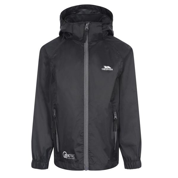 Trespass Childrens/Kids Qikpac X Unisex Packaway Jacket - Black/Carbon - 