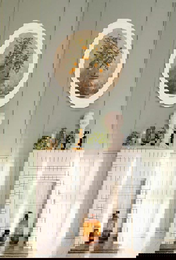 Exceptional Art Mediterranean Orange Tree - Oxford Strong White round frame