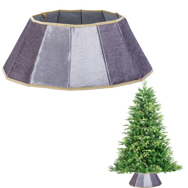 26.8 Inch Silver Diamond Shape Christmas Tree Collar Velvet Foldable Stand Cover image 5