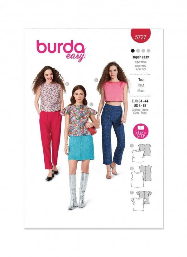 Burda Sewing Pattern 5727 Tops For Women, 8-18 (34-44) - Easy