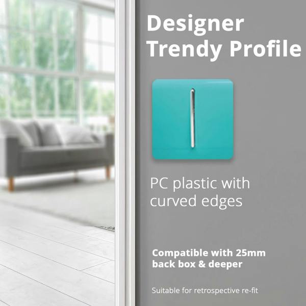Trendi Switch 1 Gang 1 or 2 way Rocker Light Switch in Bright Teal