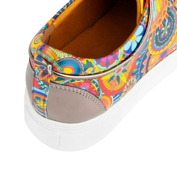Embassy London Camila - Silver & Signature Print - Women's chunky sole leather trainer in colourful print