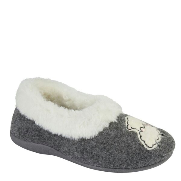 Sleepers Nikki Faux Fur Cuff Sheep Slippers - Grey