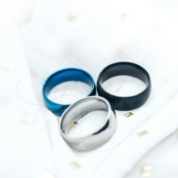 The Colourful Aura 8mm Mens Blue Silver Black Tungsten Engagement Band Ring