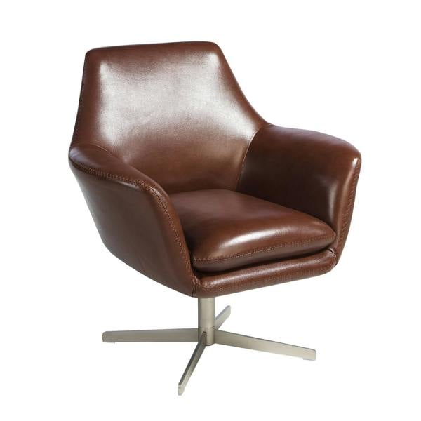 Angel Cerdá Cognac Brown Leather Swivel Armchair 5093