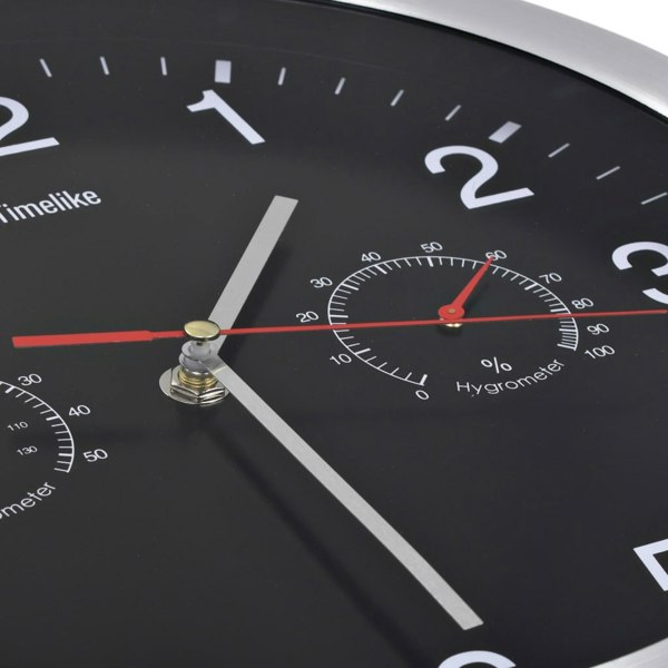 Berkfield Wall Clock with Quartz Movement Hygrometer Thermometer Black