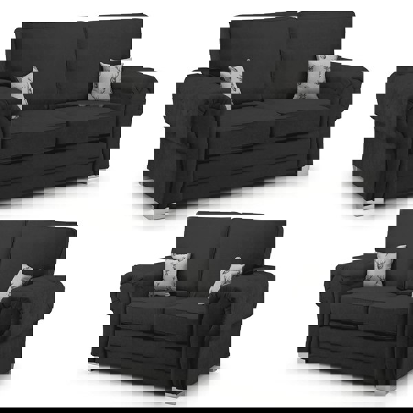 Furnishings For Less Milan Chesterfield Fabric 3 + 2 Seater Sofa Suite - Full Back