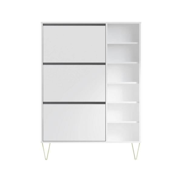 Monaco 3 Drawer Shoe Cabinet in White