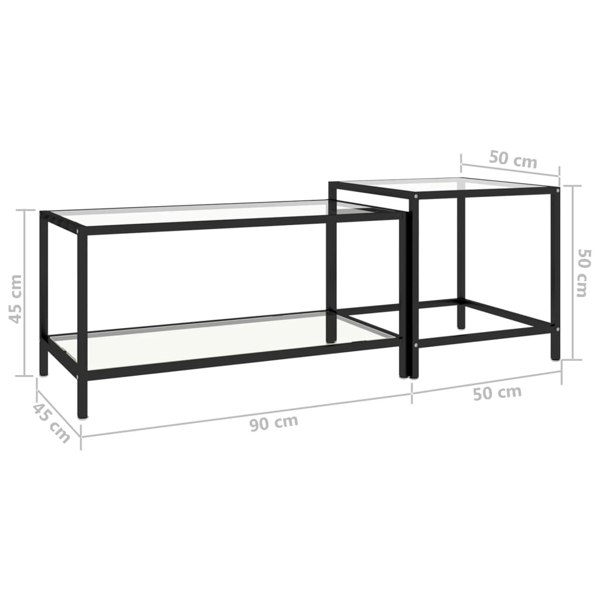 Berkfield Tea Tables 2 pcs Tempered Glass Transparent