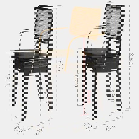 Cassie Black Dining Chair, Wood & Leather-Rit Concept-Rit Concept