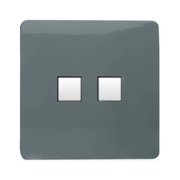 Trendi Switch 2 Gang Cat 3 Telephone Slave Socket in Warm Grey