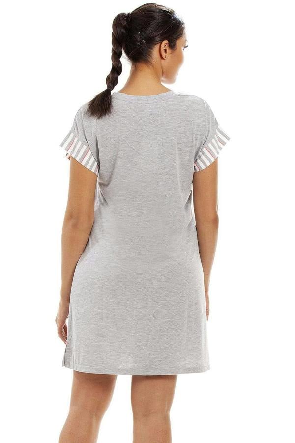 Womens Short Sleeve Plain Nightshirt With Heart Motif