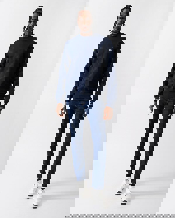 Lacoste Mens Crew Neck Fleece Sweatshirt - Navy Blue 166