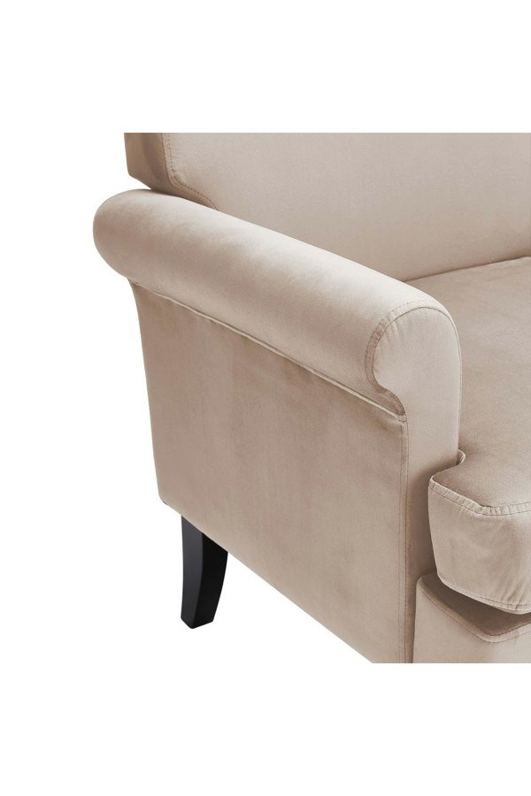 Living and Home Beige Soft Velvet Armchair with Gourd Shaped Castor Legs
