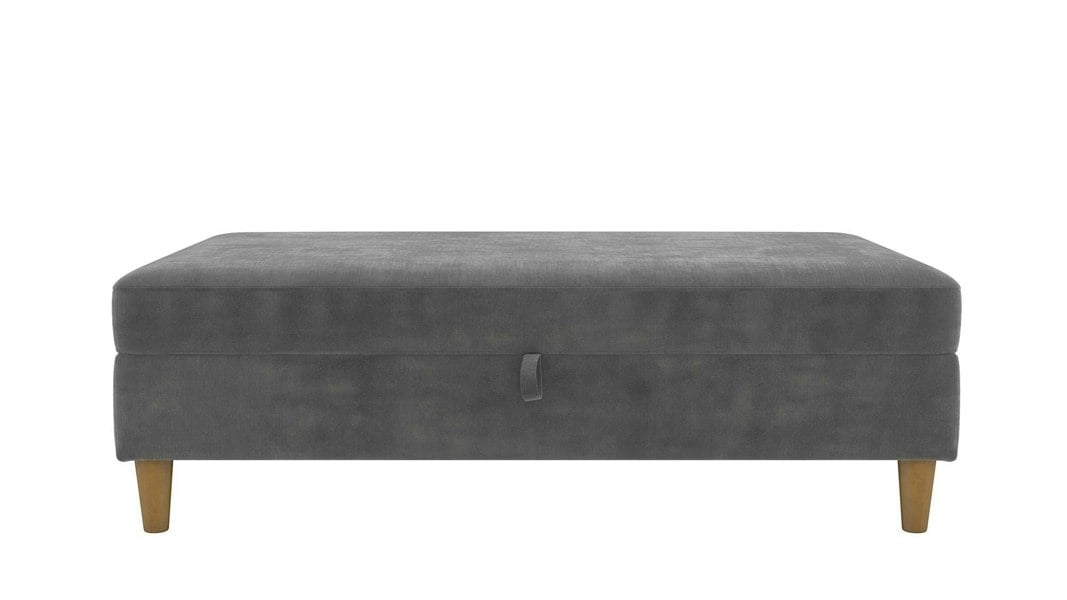 Dorel Home Hartford ottoman with storage in grey fabric