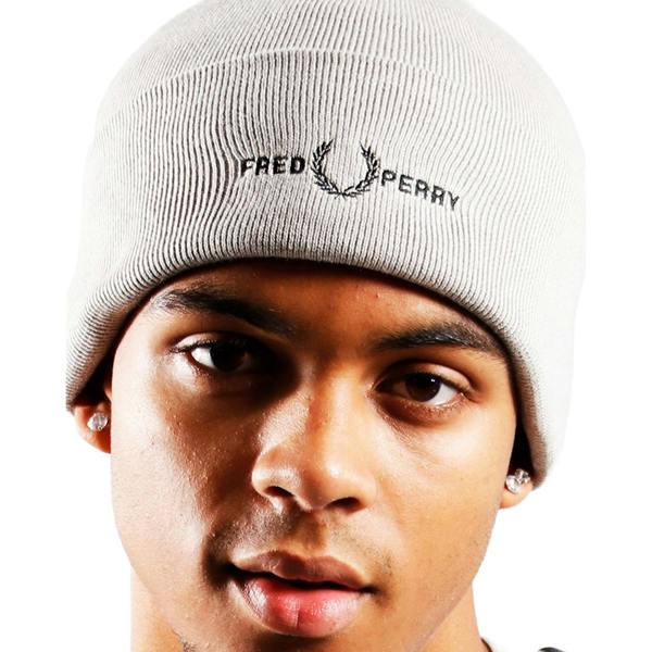Fred Perry Unisex Adult Graphic Logo Beanie - Concrete - 