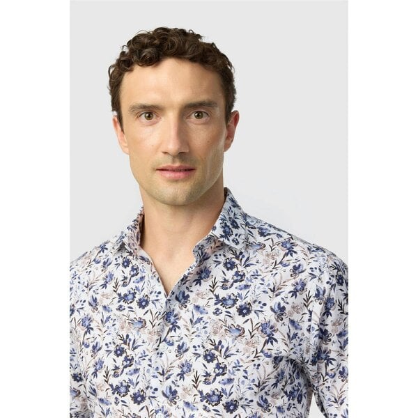 Alexandre Silver Alexandre Tailored Nivalis Blue Floral Printed Shirt