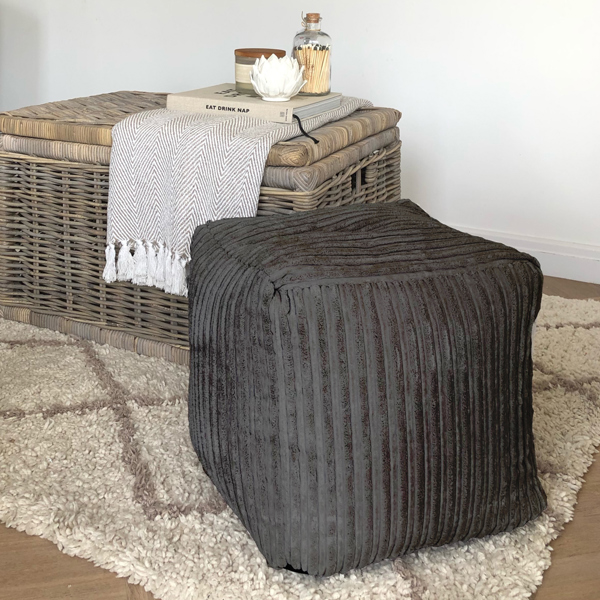 rucomfy Indoor Jumbo Cord Bean Bag Footstool - Cube Pouffe