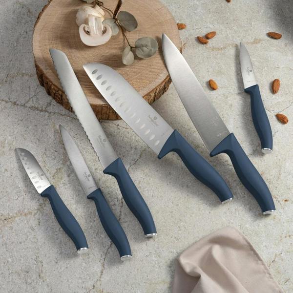 Berlinger Haus 6 Piece Knife Set with Bamboo Stand Matt Blue BH3144 Deep Sea Collection