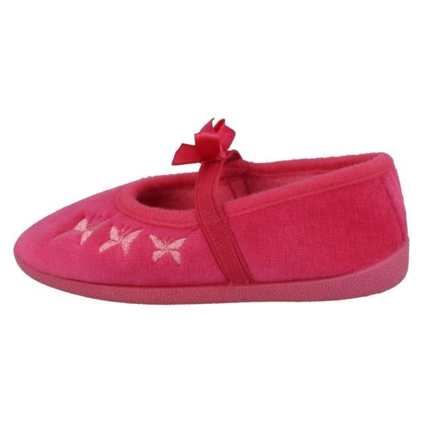 Spot On Infant Girls Spot On Slippers with Butterfly Stitching