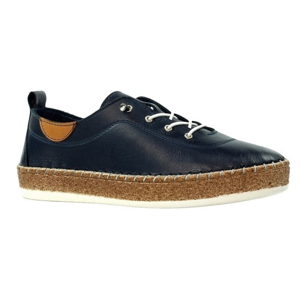Lunar Womens Evie Leather Plimsolls - Navy