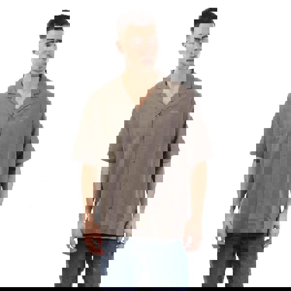 Boss Mens Waffle Knitted Shirt - Beige