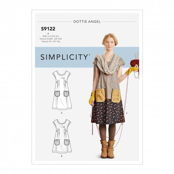 Simplicity Sewing Pattern 9122, Dresses, Tunics for Women, A (XS-S-M-L-XL) - Intermediate