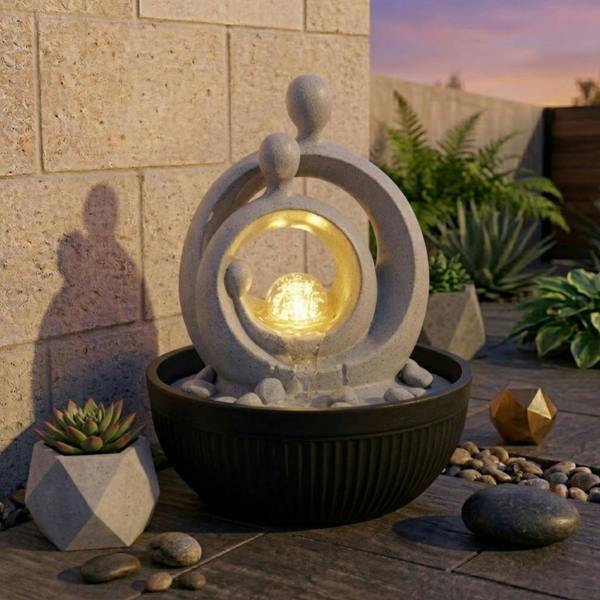 Garden Greatness Abstract Family LED Ball Water Feature