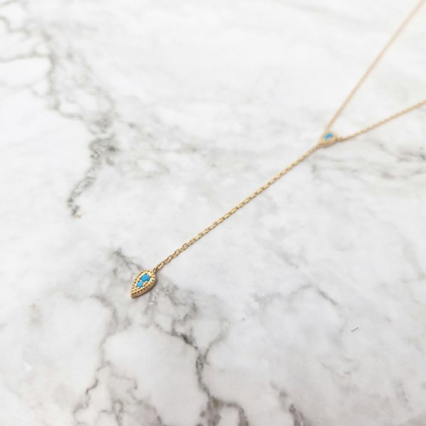 18ct Gold Vermeil Plated Blue Turquoise Necklace