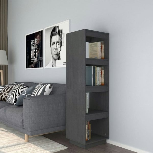 Berkfield Book Cabinet/Room Divider Grey 40x35x135 cm Solid Pinewood