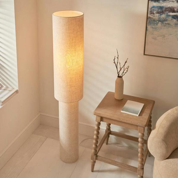 Pagazzi Lighting Buxton Natural Faux Linen Column Floor Lamp
