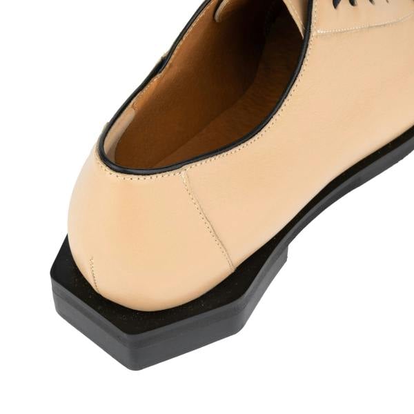 Embassy London Sloan - Cream - Women's Leather Oxford with Snakeskin toe