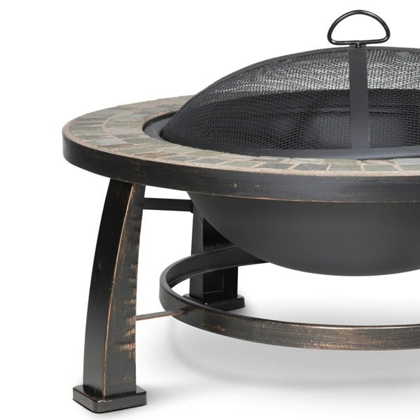 30 Inch Traditional Fire Pit Wood Burner - Outdoor Garden Heater - Mesh Screen - LoopsDirect