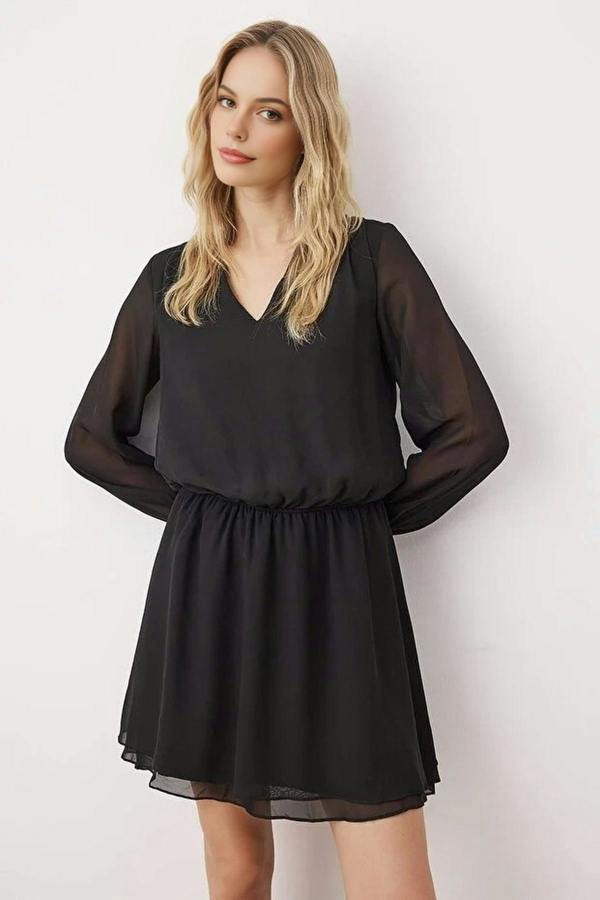 WOVCOR Mini Woven Dress with Chiffon Skirt