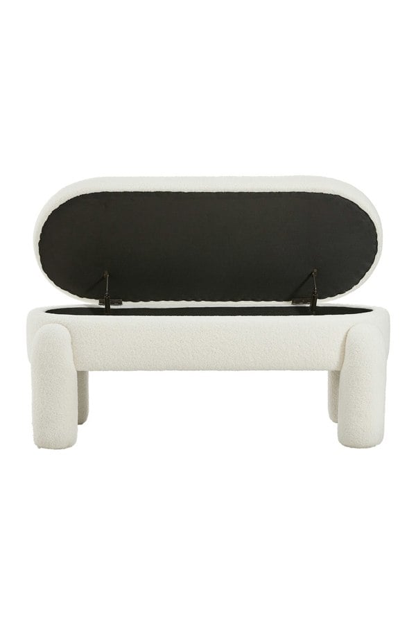 Living and Home 110x50x84cm White Upholstered Storage Bench Foot Rest