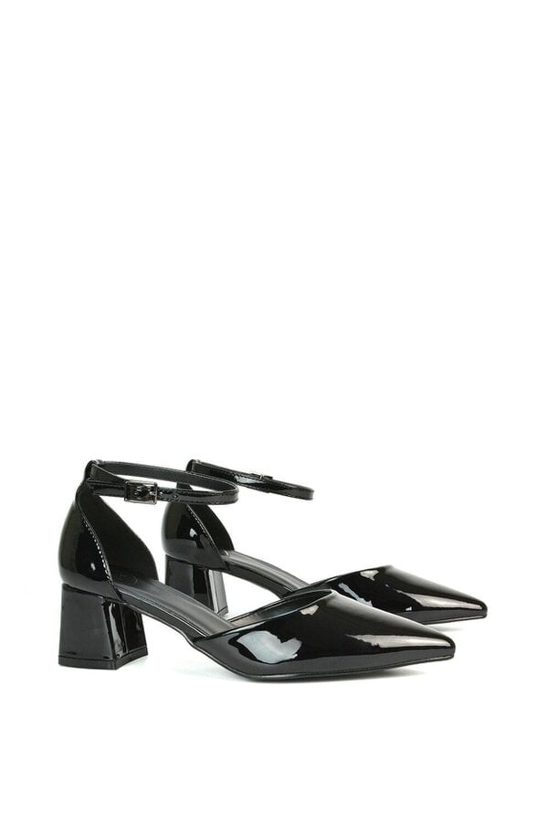 XY LONDON Low Block Heel Court Shoes With Pointed Toe