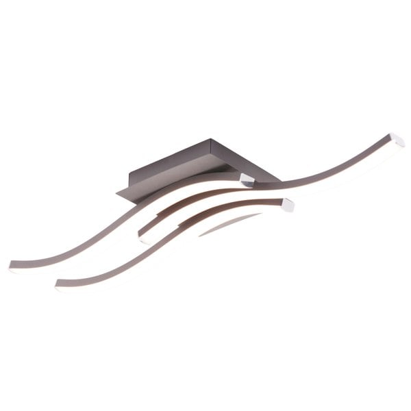 Modern Triple Wavy Strip Flush LED Ceiling Light Fixture in Matte Grey Sand Image 2