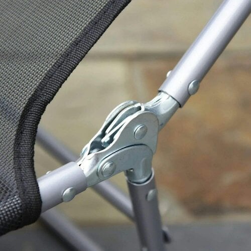 Bobobiy Outdoor Foldable Sun Lounger, Adjustable Backrest Garden Recliner Sun Lounger Chair with Headrest Pillow, Black