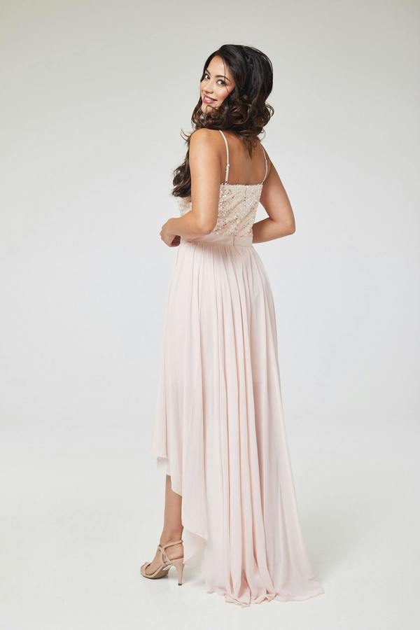 LuvForever Pink Sequin Asymmetric Long Dress