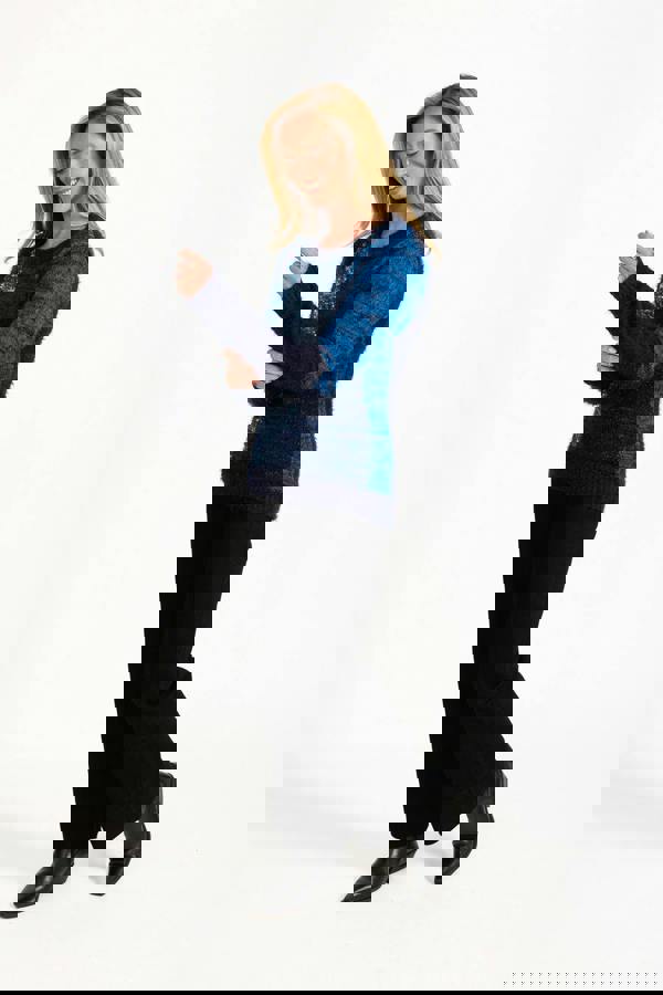 Colour Block Fluffy Yarn Jumper