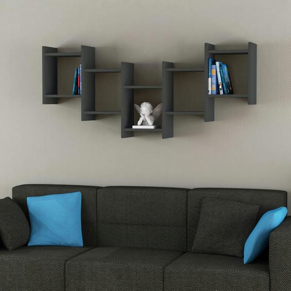 Decortie Bat Modern Floating Shelf Multipurpose Wall Unit H 64cm